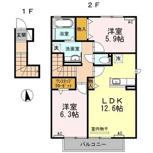 ハイム杉山A棟【2階】の間取り