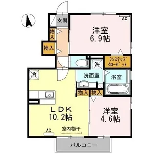 ルミエールB棟【1階】の間取り