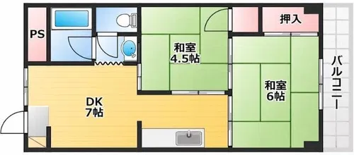 ハイツ・ビッグロード【2階】の間取り