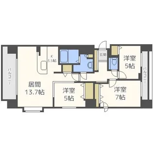 じょうてつアイム桑園パークサイト【2階】の間取り