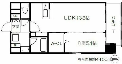 ル・セードル天神橋【5階】の間取り
