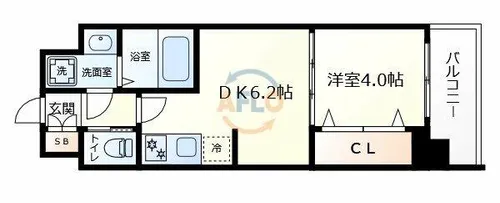 1DKの間取り画像
