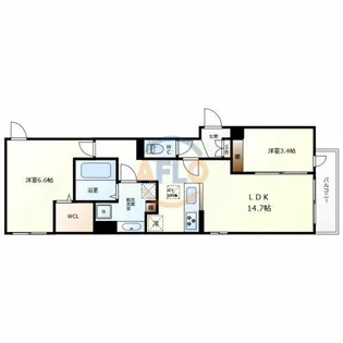 カーサルミノサ駒川【3階】の間取り