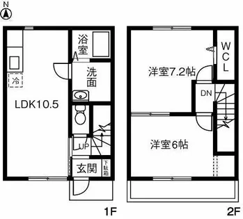 愛知県西尾市一色町松木島宮東【テラスハウス】の間取り