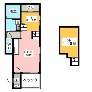 ハーモニーテラス八熊【2階】の間取り