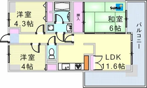 ライオンズマンション明石西江井ヶ島【403号室】の間取り