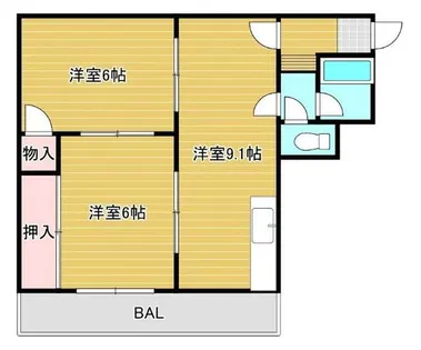 コーポ白樺古市【3階】の間取り