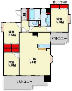 グランドパレス・グラリッシュ浅川【1305号室】の間取り