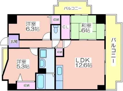 南海ハイライズフラット天下茶屋【5階】の間取り