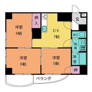 テラスレジデンス鳴海B棟【5階】の間取り