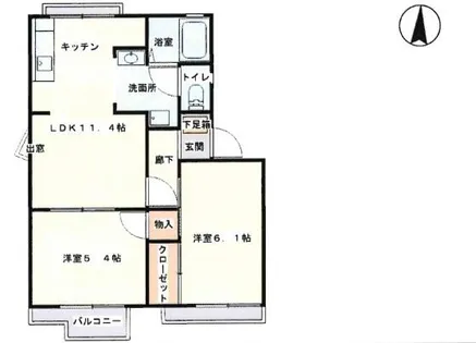 タウニィ西新在家【0202号室】の間取り