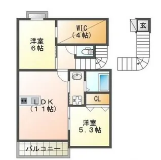 トラミッドヴィラ花田【203号室】の間取り