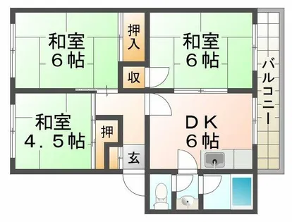 名谷農住団地F棟【3階】の間取り