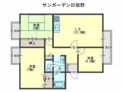 サンガーデン日根野【1階】の間取り