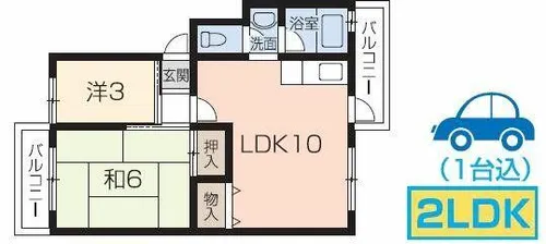 砥堀第二コーポラス【102号室】の間取り