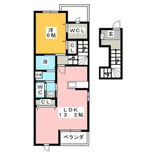 カーサ・デル・アモーレ B【2階】の間取り