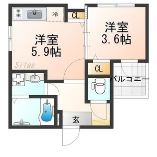 ハーモニーテラス椥辻西浦町【1階】の間取り