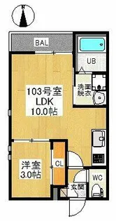 GRANDTIC MIZUKIRI【103号室】の間取り