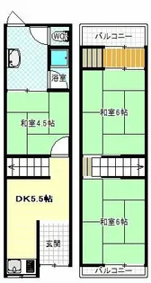 大阪府松原市南新町1丁目【テラスハウス】の間取り