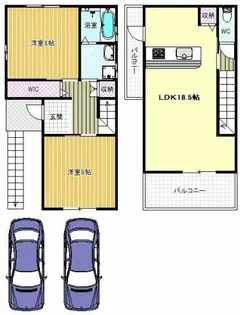 大阪府柏原市大字高井田【一戸建】の間取り