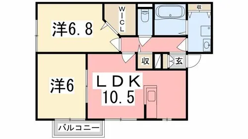 オークヒルズE棟【202号室】の間取り