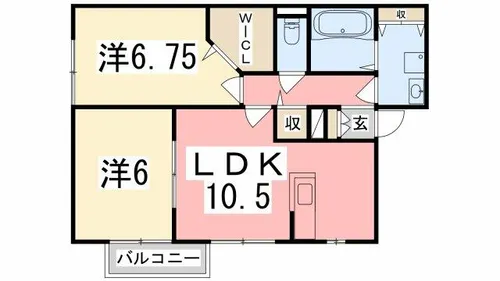 オークヒルズE棟【101号室】の間取り