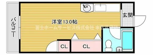 西田辺ハイツ【613号室】の間取り