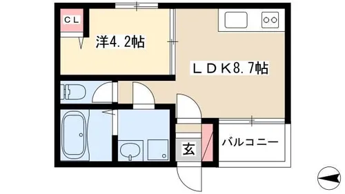 モメンタム志賀本通【202号室】の間取り