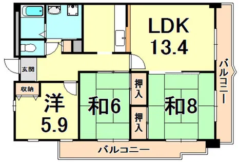 ウルム西宮【5階】の間取り