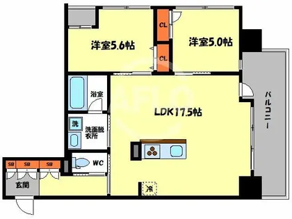 フローレス都島Ⅰ【5階】の間取り