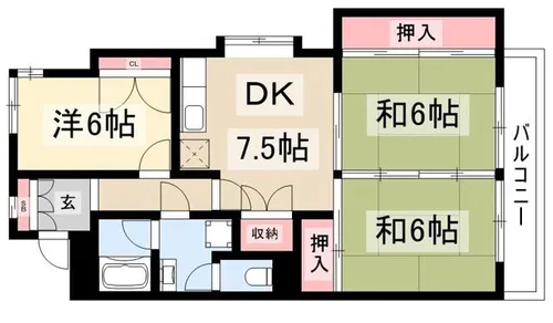牧の原パークマンション【205号室】の間取り