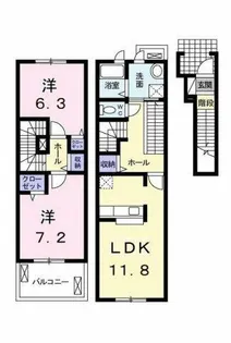 ソンレイルS【208号室】の間取り