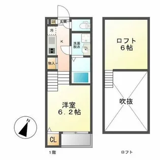 ハーモニーテラス十番【2階】の間取り