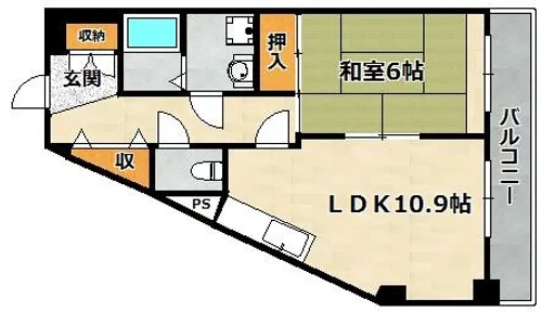 サンリッジ湊川【504号室】の間取り
