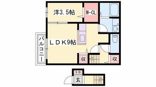 兵庫県姫路市大津区天満【アパート】の間取り