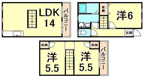 クレスト甲東園A棟【1階】の間取り