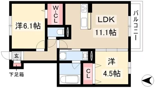 サンハイム八社【1階】の間取り