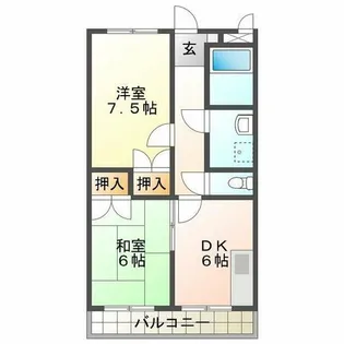ブルーハイツ北別府【2階】の間取り
