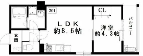 badge tomoi Est Ⅱ【3階】の間取り