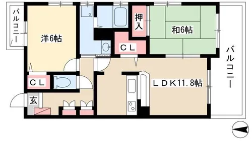 シティーガーデン善進本町【3階】の間取り