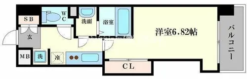 ラグゼ難波西Ⅲ【1305号室】の間取り