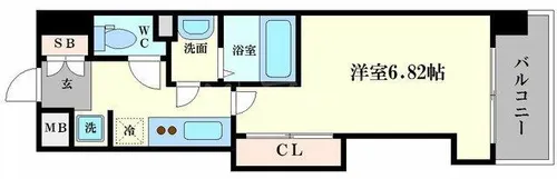 ラグゼ難波西Ⅱ【15階】の間取り