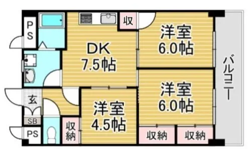 福岡県大野城市川久保1丁目【マンション】の間取り