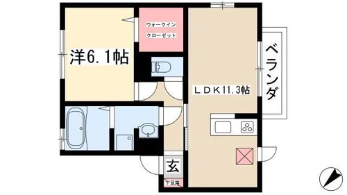 クレール・ヴィラージュⅢ【101号室】の間取り