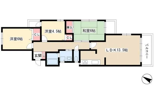 セゾンよもぎ台【103号室】の間取り