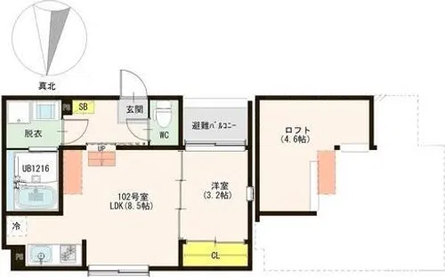 LOFTRIA 大正【2階】の間取り