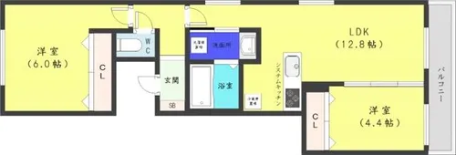 アルファスクエア宮の森2条【1階】の間取り