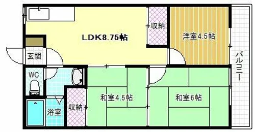 阪南グリーンハイツ【2階】の間取り