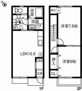 愛知県安城市桜井町下谷【テラスハウス】の間取り