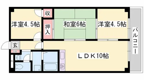 兵庫県姫路市網干区津市場【マンション】の間取り